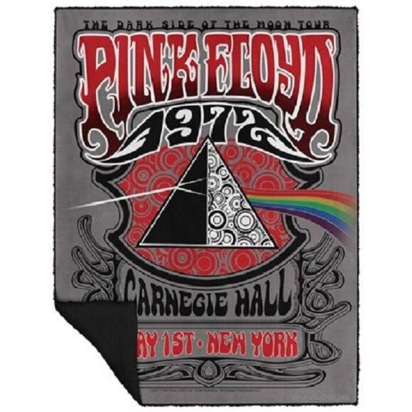 New Pink Floyd 1972 Tour Poster Fleece Sherpa Back Gift Throw Blanket Dark Side - Picture 4 of 5